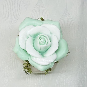 Zöld szappanrózsa színátmenetes kerámia kaspóban  - otthon & életmód - dekoráció - virágdísz és tartó - csokor & virágdísz - Meska.hu