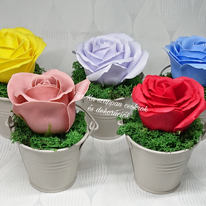 Szappanrózsa kis fém vödörben, Otthon & Életmód, Dekoráció, Virágdísz és tartó, Csokor & Virágdísz, Szappankészítés, MESKA