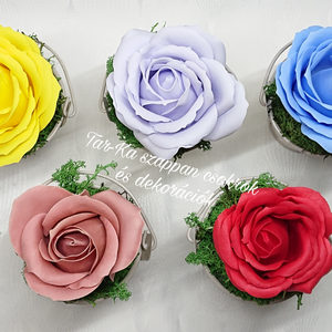 Szappanrózsa kis fém vödörben - otthon & életmód - dekoráció - virágdekoráció - virágdíszek - asztali virágdísz - Meska.hu