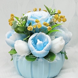 Rózsa - pézsma illatú kék szappanvirág csokor , Otthon & Életmód, Dekoráció, Virágdekoráció, Virágdíszek, Asztali virágdísz, Virágkötés, Szappankészítés, MESKA