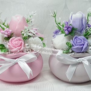 Rózsaszín és lila szappanvirág csokrok , Otthon & Életmód, Dekoráció, Virágdísz és tartó, Csokor & Virágdísz, Virágkötés, Szappankészítés, MESKA