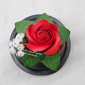 Valentin napi szappanrózsa búrában, kupolában  - otthon & életmód - dekoráció - virágdísz és tartó - csokor & virágdísz - Meska.hu