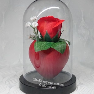 Valentin napi szappanrózsa búrában, kupolában , Otthon & Életmód, Dekoráció, Virágdísz és tartó, Csokor & Virágdísz, Virágkötés, MESKA