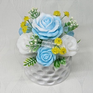 Kék - fehér szappanvirág csokor Nag Champa illattal , Otthon & Életmód, Dekoráció, Virágdísz és tartó, Virágbox, virágdoboz, Szappankészítés, MESKA