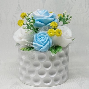 Kék - fehér szappanvirág csokor Nag Champa illattal  - otthon & életmód - dekoráció - Meska.hu