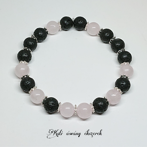 Lávakő és rózsakvarc ásvány karkötő  - ékszer - karkötő - ásványkarkötő - Meska.hu