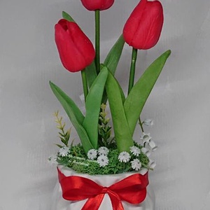 3 szál élethű tulipán csokor, Otthon & Életmód, Virágdekoráció, Virágok, Virágcsokor, Virágkötés, MESKA