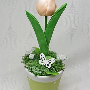 1 szál szappan tulipán pöttyös kaspóban  - otthon & életmód - virágdekoráció - virágdíszek - asztali virágdísz - Meska.hu