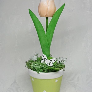 1 szál szappan tulipán pöttyös kaspóban , Otthon & Életmód, Virágdekoráció, Virágdíszek, Asztali virágdísz, Virágkötés, Szappankészítés, MESKA