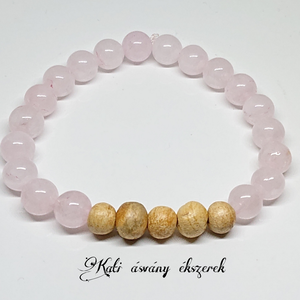 Illatos Palo Santo fa és rózsakvarc karkötő  - ékszer - karkötő - bogyós karkötő - Meska.hu