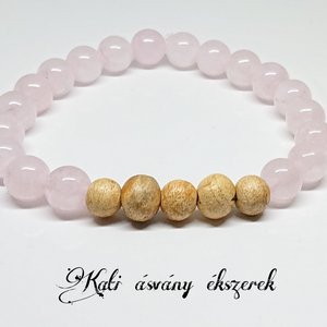 Illatos Palo Santo fa és rózsakvarc karkötő  - Meska.hu