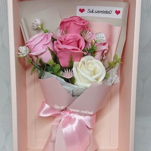5 szálas szappanrózsa csokor díszdobozban - otthon & életmód - virágdekoráció - virágok - virágcsokor - Meska.hu