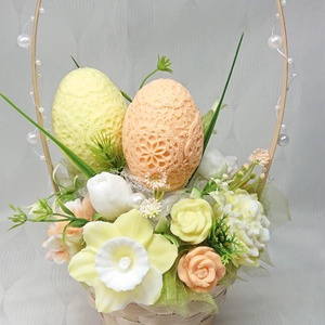 Húsvéti kosár szappanvirág csokor  - otthon & életmód - virágdekoráció - virágdíszek - asztali virágdísz - Meska.hu