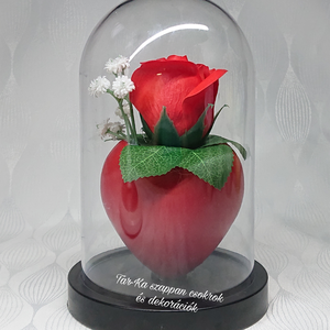 Szappanrózsa búrában, Otthon & Életmód, Virágdekoráció, Virágdíszek, Asztali virágdísz, Szappankészítés, A kupola magassága: 18 cm, MESKA