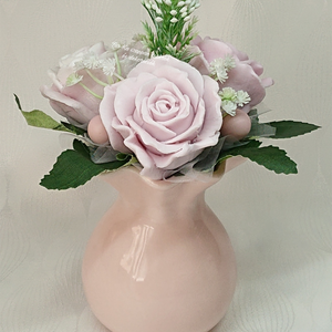 3 szál szappanrózsa vázában, Otthon & Életmód, Virágdekoráció, Virágdíszek, Asztali virágdísz, Virágkötés, Szappankészítés, MESKA