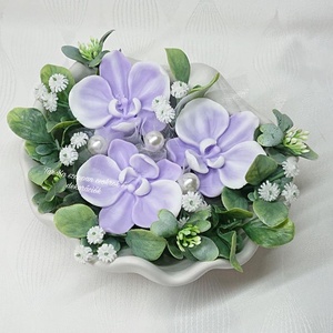 Szappanvirágok kagylóban (orchidea)  - otthon & életmód - virágdekoráció - virágdíszek - asztali virágdísz - Meska.hu