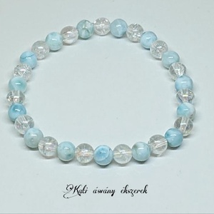 Larimar és angyal aura kvarc ásvány karkötő  - ékszer - karkötő - bogyós karkötő - Meska.hu