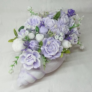Különleges nagy szappanvirág csokor csigaházban  - otthon & életmód - virágdekoráció - virágok - virágbox - Meska.hu