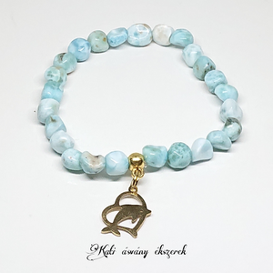 Larimar nugget ásvány karkötő delfin medállal - Meska.hu