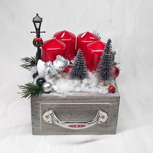 Karácsonyi fiókos adventi dekoráció - karácsony - adventi díszek - adventi asztaldísz - Meska.hu