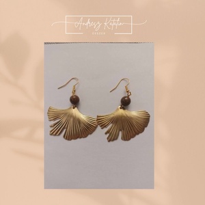 Ginkgo Biloba fülbevaló tigrisszem ásvánnyal - Meska.hu