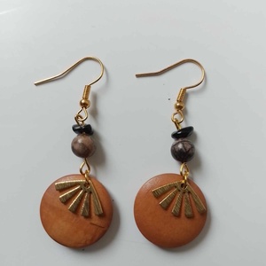 Barna arany lógó fülbevaló - Meska.hu