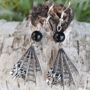 Pókhálós szett fekete achát ásvánnyal - ékszer - ékszerszett - Meska.hu