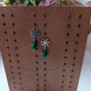 Essential 316L � Malachit No.14, Ékszer, Fülbevaló, Lógó fülbevaló, Ékszerkészítés, MESKA