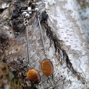 Essential 316L � Tiger Eye Nr.5 - ékszer - fülbevaló - lógó fülbevaló - Meska.hu
