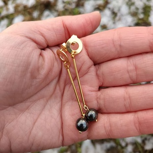 Essential 316L � Hematit Nr.6 - ékszer - fülbevaló - lógó fülbevaló - Meska.hu