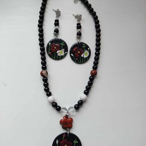 Secret Garden Bloom - Papaver Rouge Achat szett Nr. 08 - ékszer - ékszerszett - Meska.hu