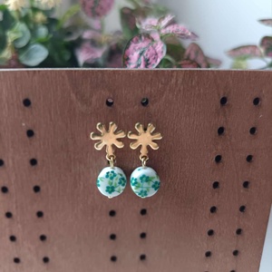 Essential 316L � Ceramic beads - green No.22 - ékszer - fülbevaló - lógó fülbevaló - Meska.hu