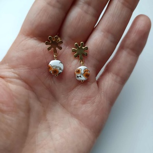 Essential 316L � Ceramic beads - orange No.23 - ékszer - fülbevaló - lógó fülbevaló - Meska.hu