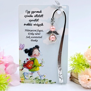 Angyalkás könyvjelző ajándékkártyán - Ajándék óvó néninek, Könyv & Zene, Könyvjelző, Ékszerkészítés, MESKA