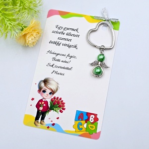 Angyalkás kulcstartó ajándékkártyán - Ajándék óvó néninek - táska & tok - kulcstartó & táskadísz - kulcstartó - Meska.hu