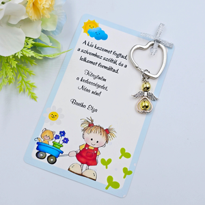 Angyalkás kulcstartó ajándékkártyán - Ajándék óvó néninek - táska & tok - kulcstartó & táskadísz - kulcstartó - Meska.hu
