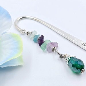 Ensley - könyvjelző fluorit törmelékes ásványokkal - könyv & zene - könyvjelző - Meska.hu