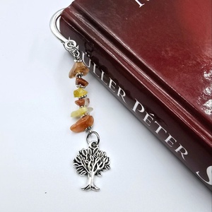 Haisley - könyvjelző karneol törmelékes ásványokkal, életfa charmmal - könyv & zene - könyvjelző - Meska.hu