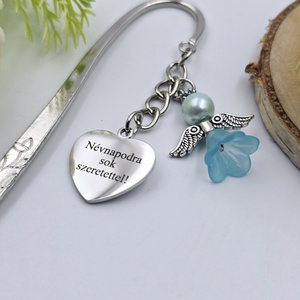 Kék angyalkás, egyedi felirattal gravírozott könyvjelző - könyv & zene - könyvjelző - Meska.hu