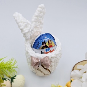 Nyuszis tojástároló kosárka egyedi felirattal - ünnepi díszek, dekorációk - húsvéti díszek és dekorációk - húsvéti tojástartó - Meska.hu