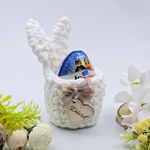 Nyuszis tojástároló kosárka egyedi felirattal - ünnepi díszek, dekorációk - húsvéti díszek és dekorációk - húsvéti tojástartó - Meska.hu
