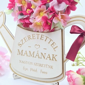 Ajándék anyák napjára - selyemvirágokkal díszített egyedi feliratos öntözőkanna 11. - otthon & életmód - dekoráció - dísztárgy - Meska.hu
