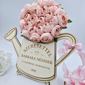 Ajándék óvó néninek, tanító néninek - selyemvirágokkal díszített egyedi feliratos öntözőkanna 13. - otthon & életmód - dekoráció - dísztárgy - Meska.hu
