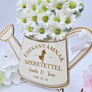 Szülőköszöntő ajándék - selyemvirágokkal díszített egyedi feliratos öntözőkanna 14. - esküvő - emlék & ajándék - szülőköszöntő ajándék - Meska.hu
