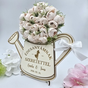 Szülőköszöntő ajándék - selyemvirágokkal díszített egyedi feliratos öntözőkanna 15. - esküvő - emlék & ajándék - szülőköszöntő ajándék - Meska.hu