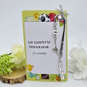 Ajándék testneveléstanároknak ballagásra, pedagógusnapra, tanév végére - Könyvjelző tornász charmmal, ajándékkártyán, Könyv & Zene, Könyvjelző, Gyöngyfűzés, gyöngyhímzés, Ékszerkészítés, MESKA