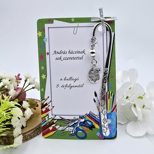 Ajándék rajztanároknak ballagásra, pedagógusnapra, tanév végére - Könyvjelző festőpaletta charmmal, ajándékkártyán, Könyv & Zene, Könyvjelző, Gyöngyfűzés, gyöngyhímzés, Ékszerkészítés, MESKA