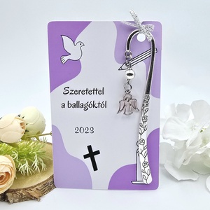 Hittan tanároknak ajándék ballagásra, pedagógusnapra, tanév végére - Könyvjelző angyal charmmal, ajándékkártyán, Könyv & Zene, Könyvjelző, Gyöngyfűzés, gyöngyhímzés, Ékszerkészítés, MESKA