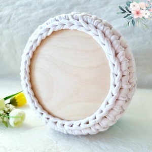 Húsvéti ajándék - Horgolt nyuszi tárolókosár egyedi felirattal - ünnepi díszek, dekorációk - húsvéti díszek és dekorációk - húsvéti kosár - Meska.hu