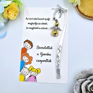 Óvó néniknek ajándék - Angyalkás könyvjelző ajándékkártyán 2. - könyv & zene - könyvjelző - Meska.hu